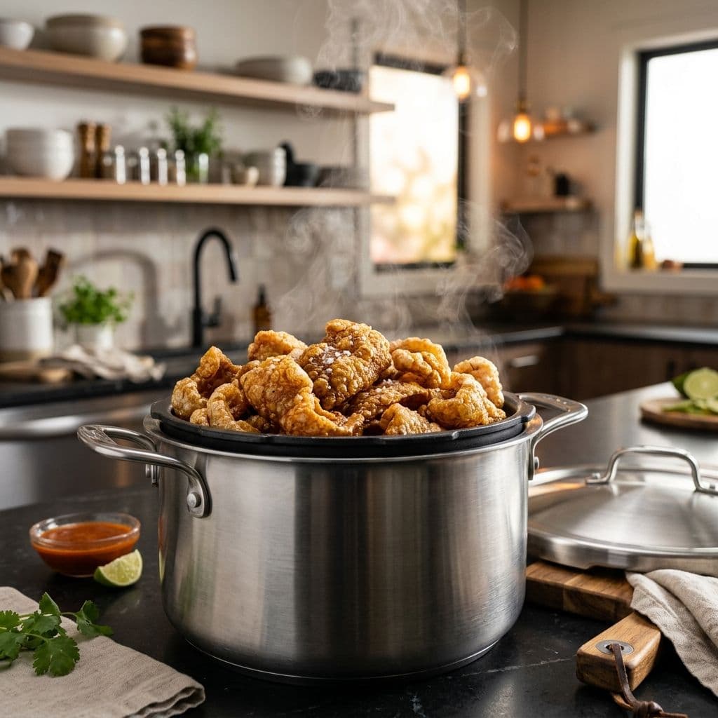 Chicharrón en olla de presión: crocante, rápido y sin quemar la cocina